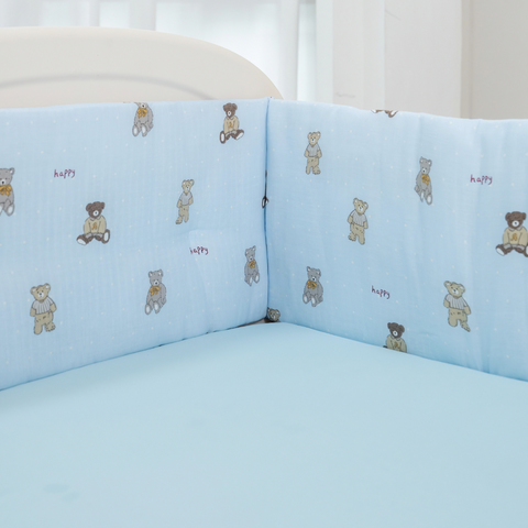 Glücklich Cot Muslin Bumper Fitted Bed Sheet Set