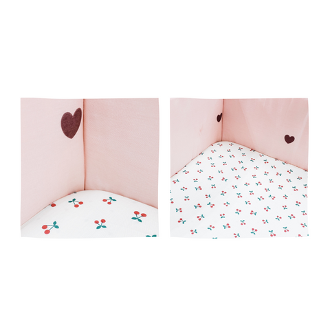 Glücklich Cot Cotton Bumper Fitted Bed Sheet Set