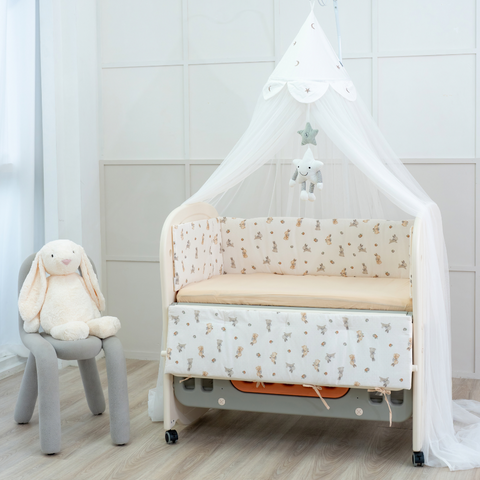 Glücklich Cot Muslin Bumper Fitted Bed Sheet Set