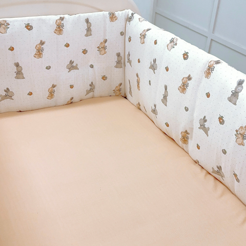 Glücklich Cot Muslin Bumper Fitted Bed Sheet Set